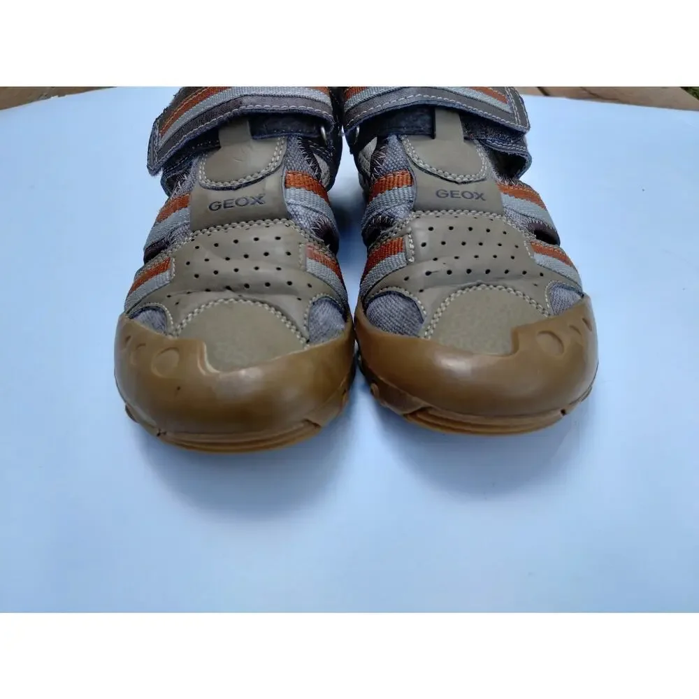 Geox KidsClosed Toe Sandals Mesh Summer Water Shoes Size 3.5 Brown/Orange